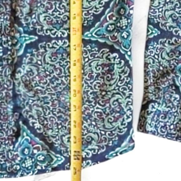 :Med: Banana Republic Green & Purple Floral Patterned Sheer Long Sleeve Blouse. - Picture 7 of 9